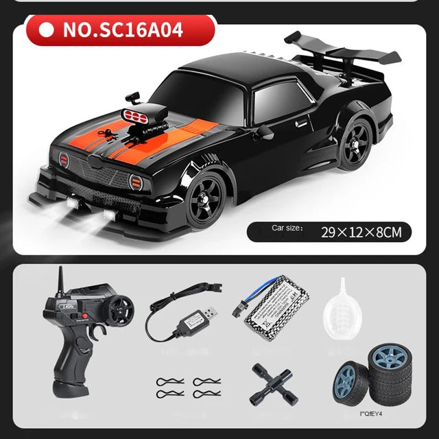 1/16 4WD Spray RC Drift Car 2.4G Remote Control Voiture Toys High Speed 4x4 Off-Road Mini Racing Car Radio Controlled Typewriter