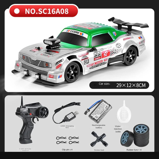 1/16 4WD Spray RC Drift Car 2.4G Remote Control Voiture Toys High Speed 4x4 Off-Road Mini Racing Car Radio Controlled Typewriter