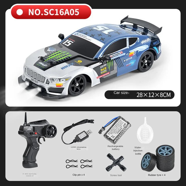 1/16 4WD Spray RC Drift Car 2.4G Remote Control Voiture Toys High Speed 4x4 Off-Road Mini Racing Car Radio Controlled Typewriter