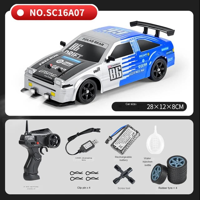 1/16 4WD Spray RC Drift Car 2.4G Remote Control Voiture Toys High Speed 4x4 Off-Road Mini Racing Car Radio Controlled Typewriter