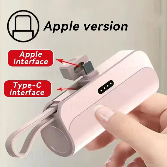 10000mAh Mini Power Bank 2 IN 1 Fast Mobile Phone Charger External Battery Power Bank Plug Play Type-C For iPhone Samsung Huawei