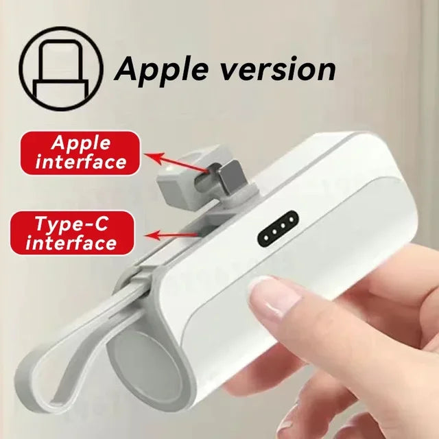 10000mAh Mini Power Bank 2 IN 1 Fast Mobile Phone Charger External Battery Power Bank Plug Play Type-C For iPhone Samsung Huawei