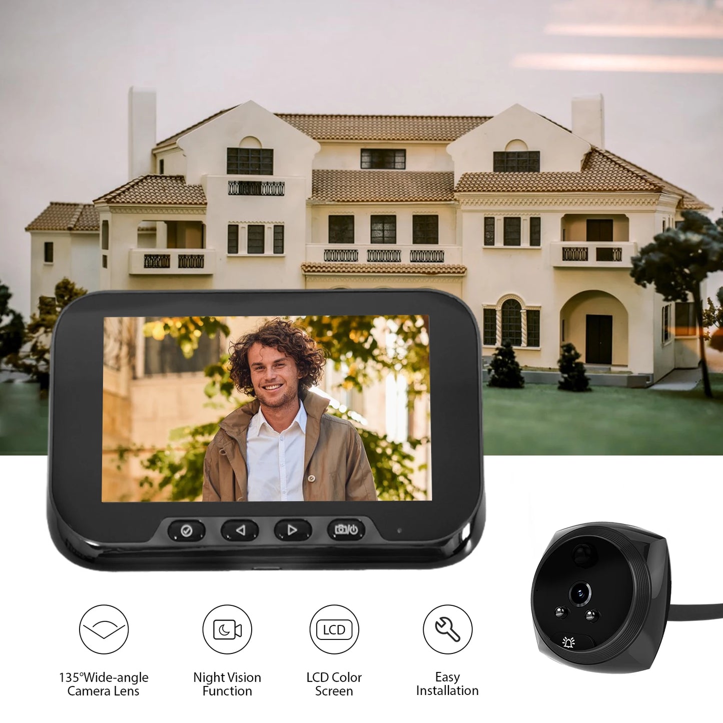 1080P 2MP Peephole Camera Doorbell for Apartment Door LCD Digital Peephole Viewer Doorbell Color Infrared Camera Door Monitor