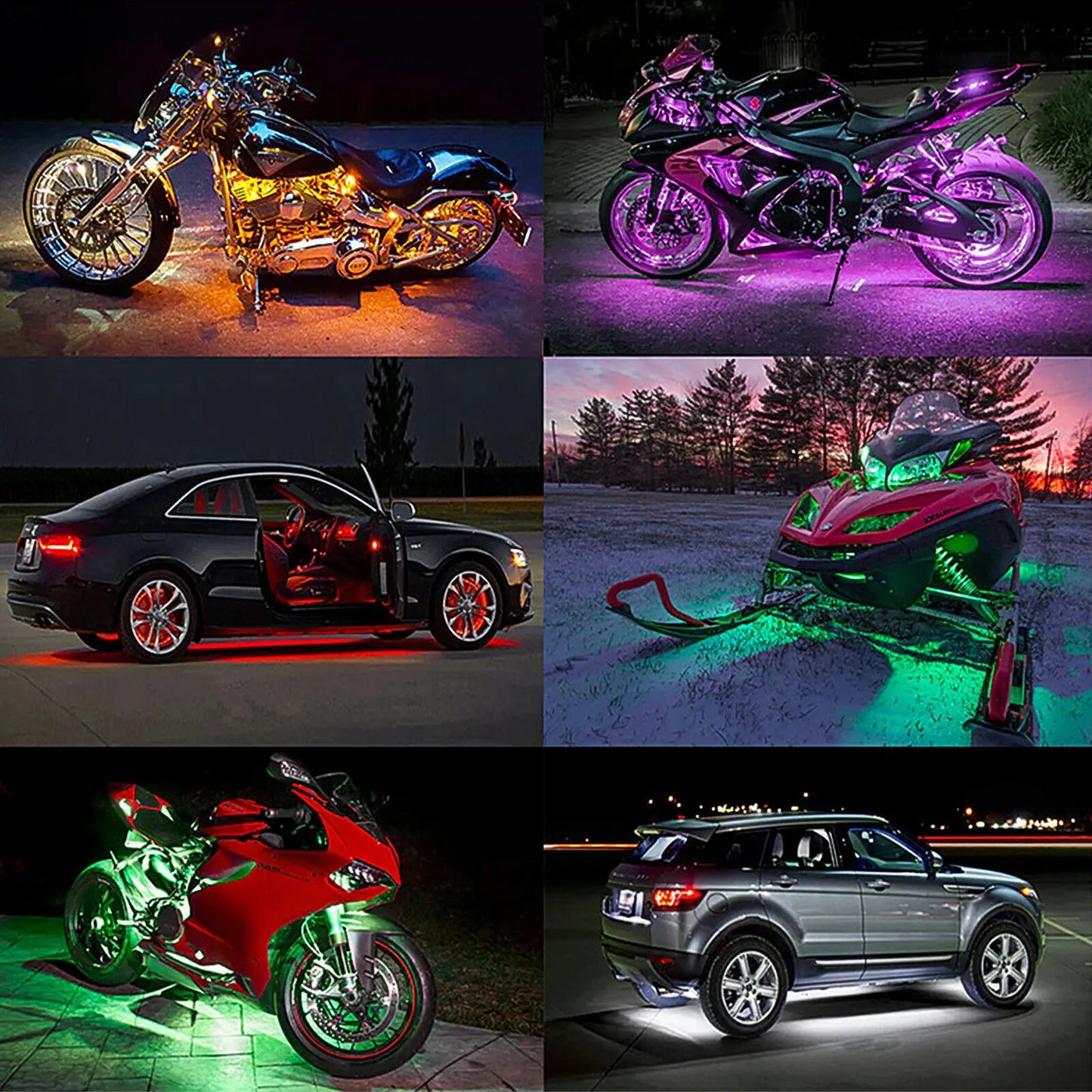 16PC APP IR RF Wireless Remote Controllers Neon Ground Atmosphere Motorcycle LED Light Strips For Harley Davidson Honda Kawasaki