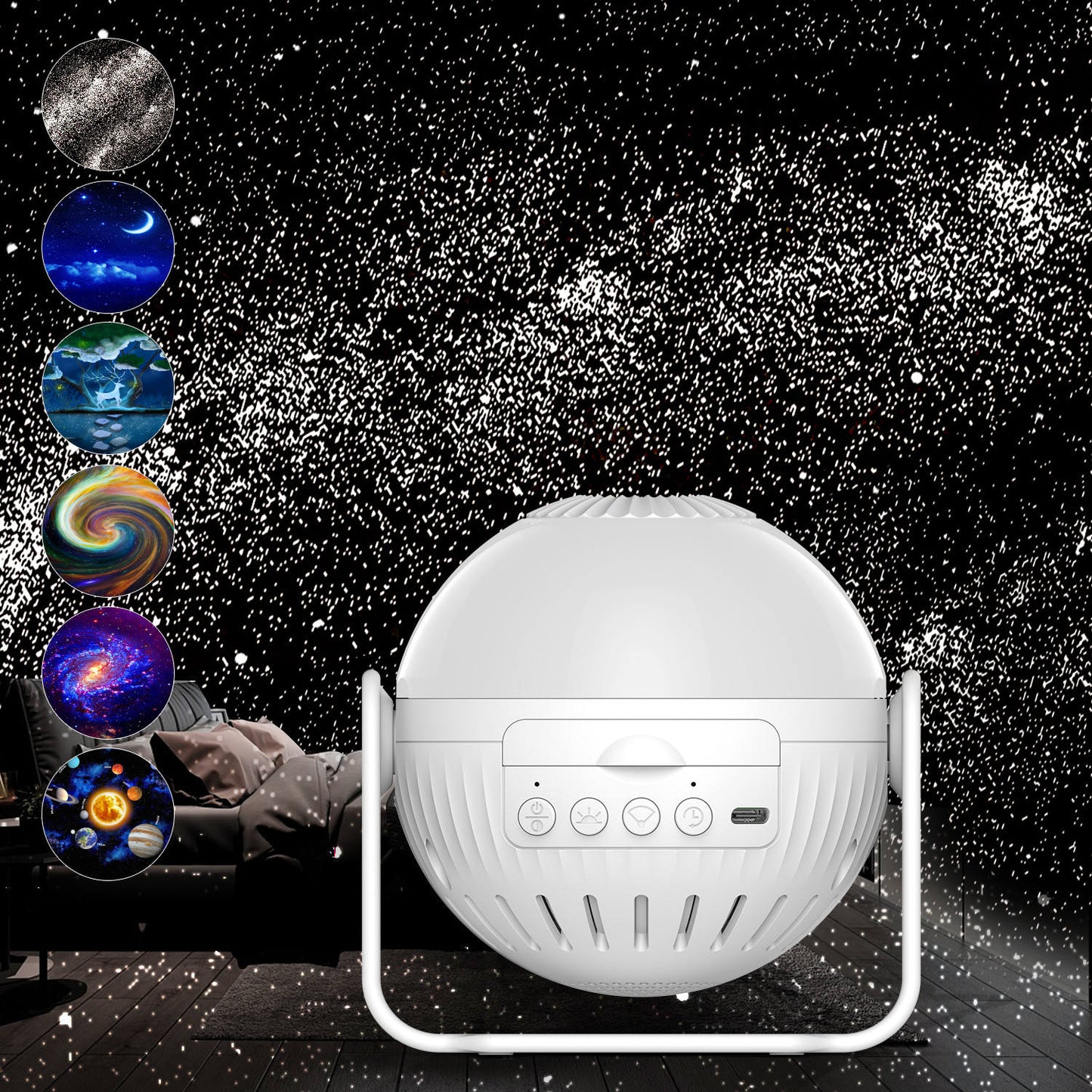 Star Planetarium 7 in 1 360 Adjustable with Planets Nebulae Moon for Kids Room Decor Night Light Ambiance Galaxy Projector