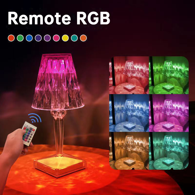 Creative USB Diamond Crystal Desk Lamp Bedside Charging Touch and High-End Atmosphere