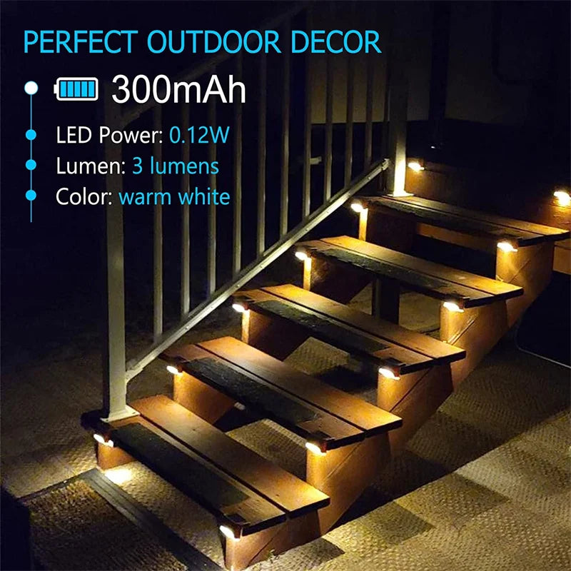 2/4/8/16 Pack Solar Deck Lights LED Waterproof Outdoor Solar Powered  LED Step Lights For Decks Stairs Patio Yard Garden Decor