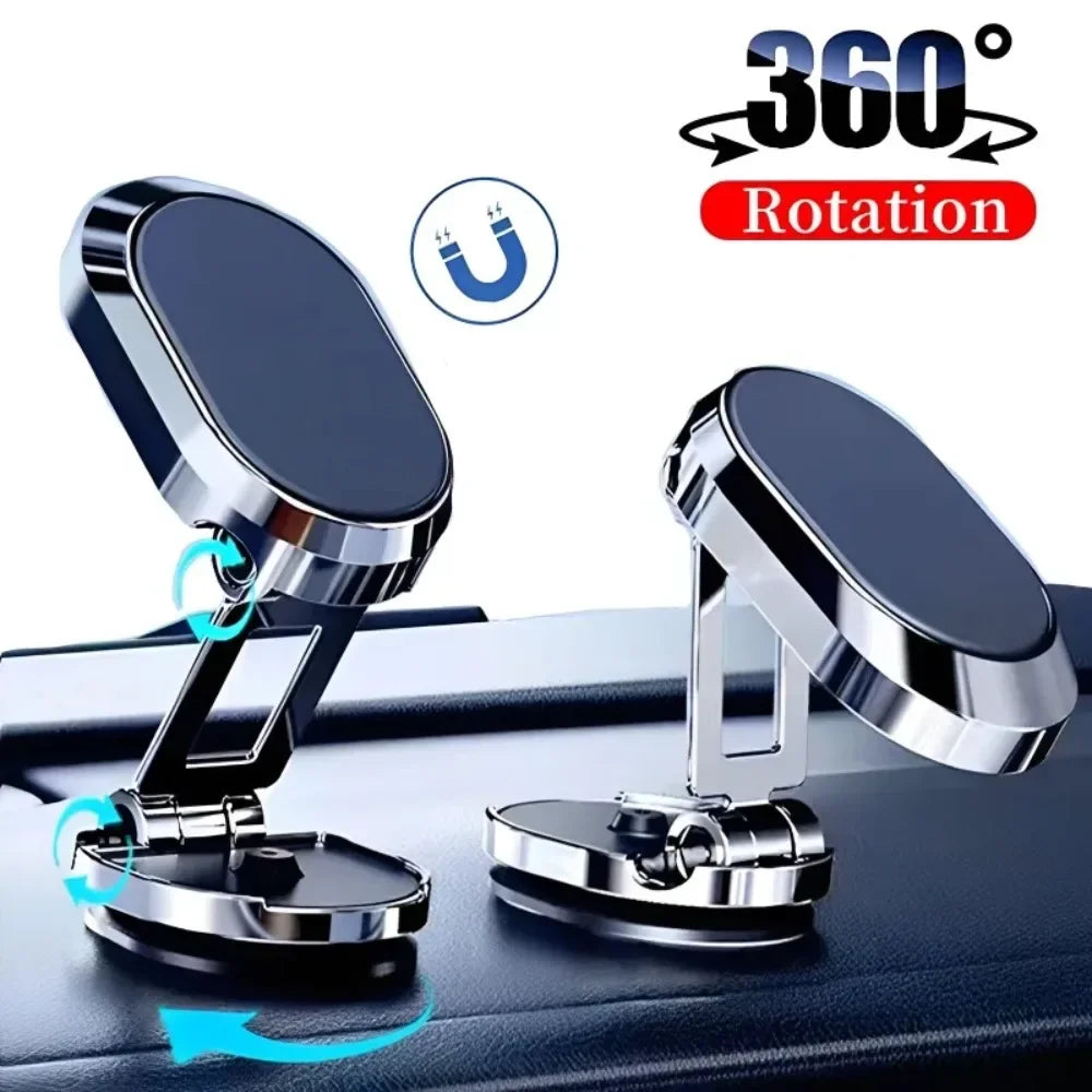 2024 Car Magnetic Phone Holder Folding Strong Magnet Mount Mobile Phone Metal Stand GPS Support for IPhone 13 12 Xiaomi Samsung