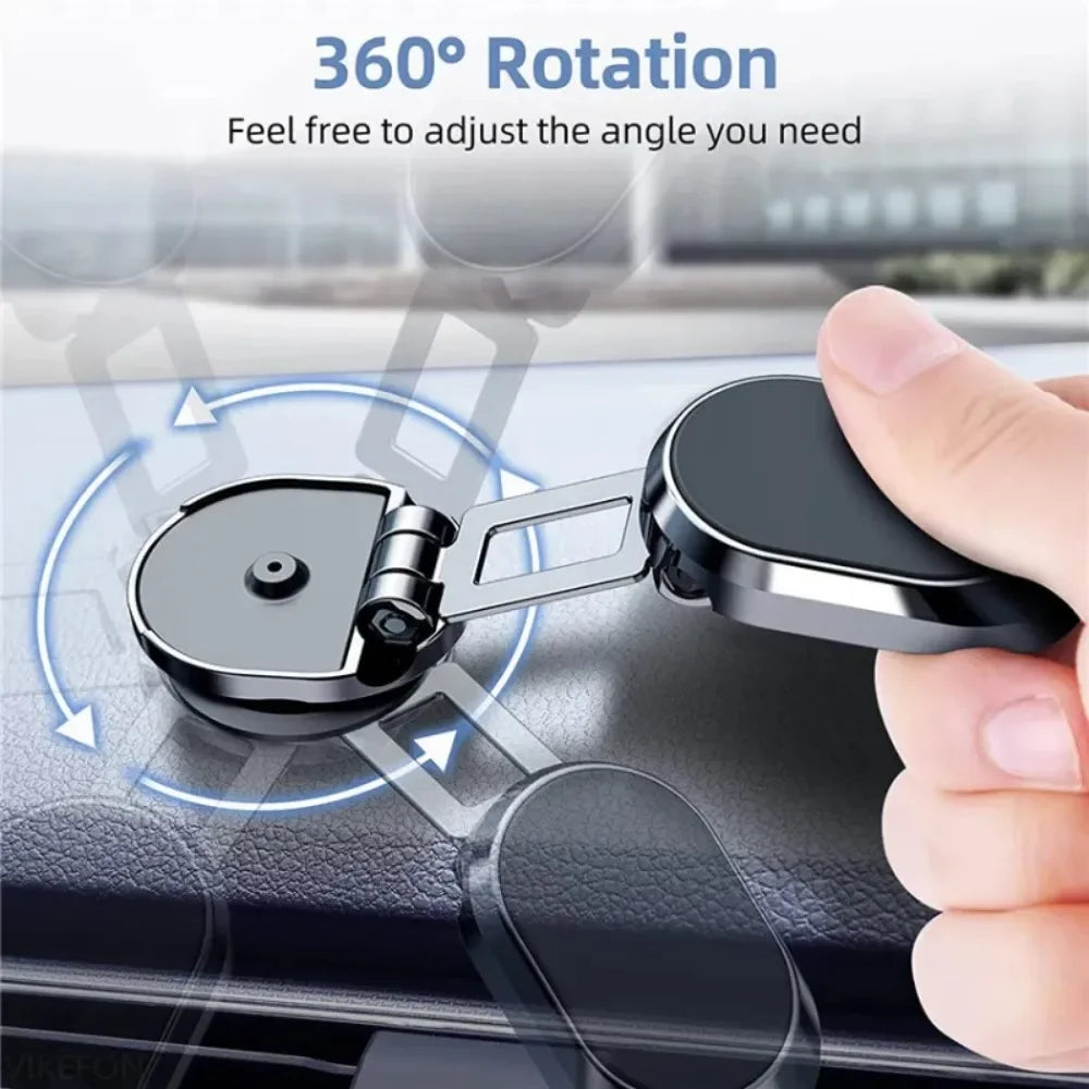 2024 Car Magnetic Phone Holder Folding Strong Magnet Mount Mobile Phone Metal Stand GPS Support for IPhone 13 12 Xiaomi Samsung