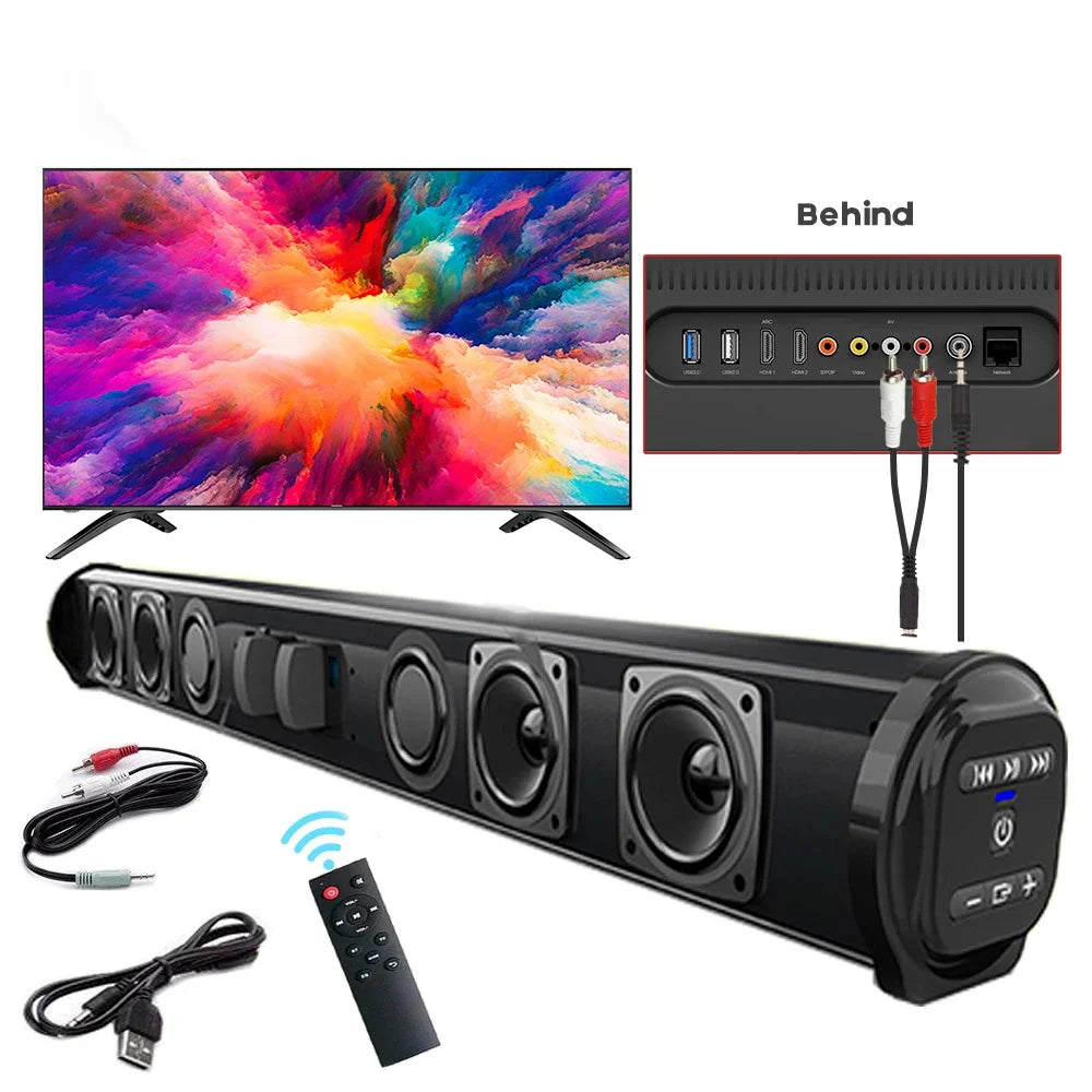 20W Wireless Bluetooth Sound Bar Speaker System Super Power Speaker Wired Wireless Surround Stereo Home Theater TV Projector