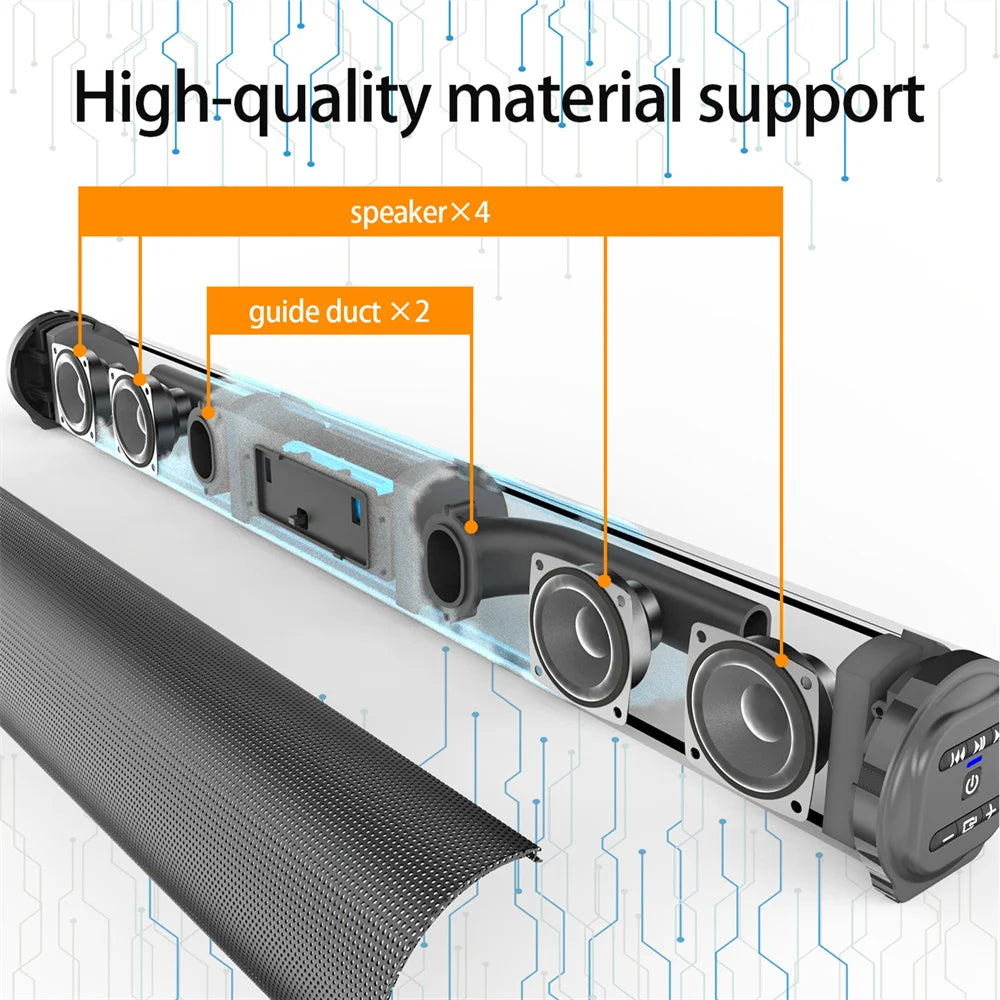 20W Wireless Bluetooth Sound Bar Speaker System Super Power Speaker Wired Wireless Surround Stereo Home Theater TV Projector