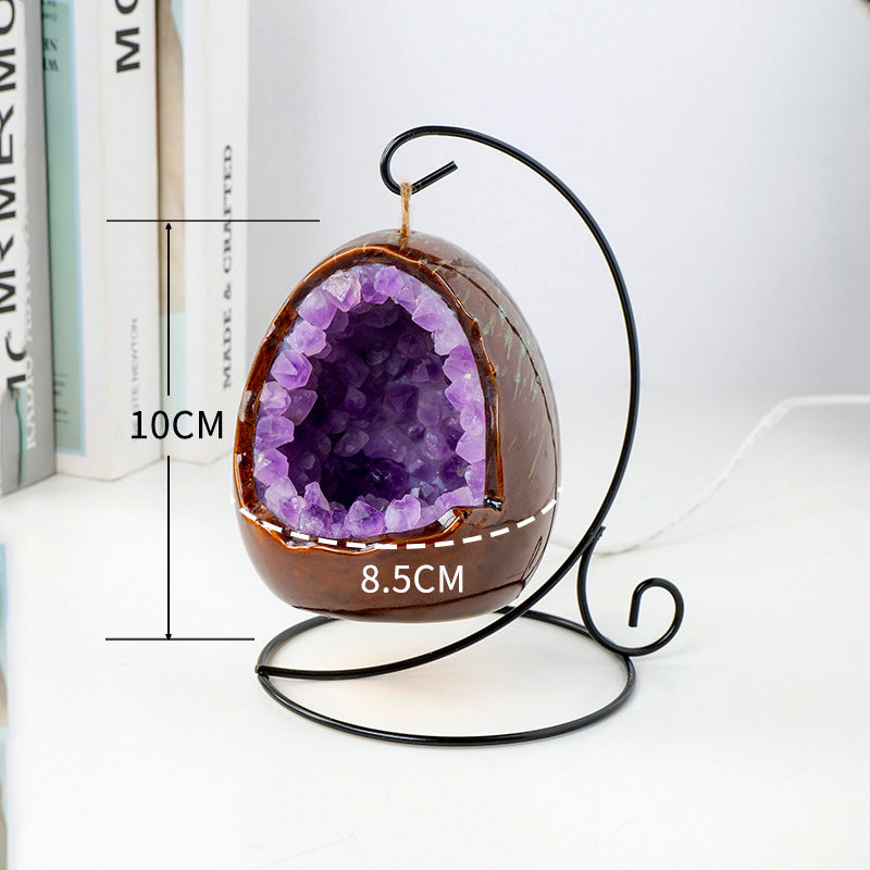 Natural Amethyst Cave Dinosaur Egg Night Light Amethyst Cornucopia Amethyst Tooth Led Lamp Household Lighting