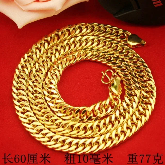 24K Gold Necklace Men Dragon Guan Gong Pendant 9999 Real Gold Necklace