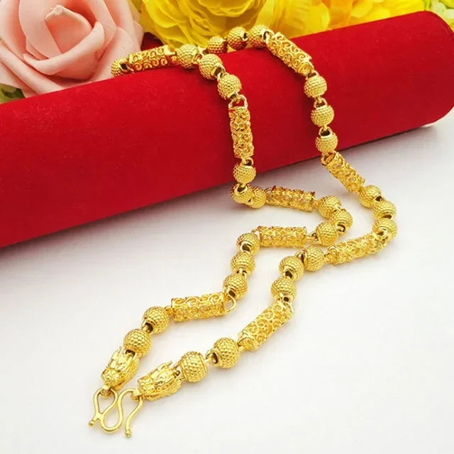 24K Gold Necklace Men Dragon Guan Gong Pendant 9999 Real Gold Necklace