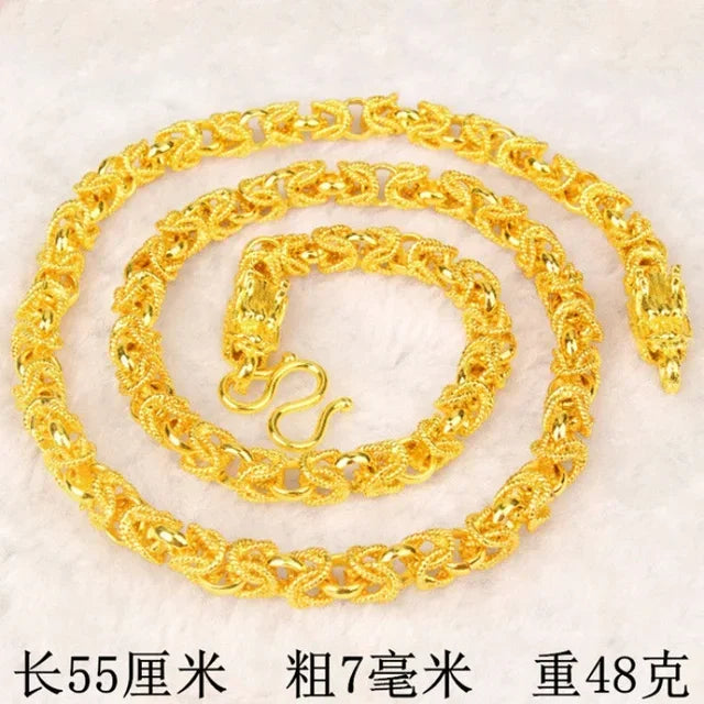 24K Gold Necklace Men Dragon Guan Gong Pendant 9999 Real Gold Necklace