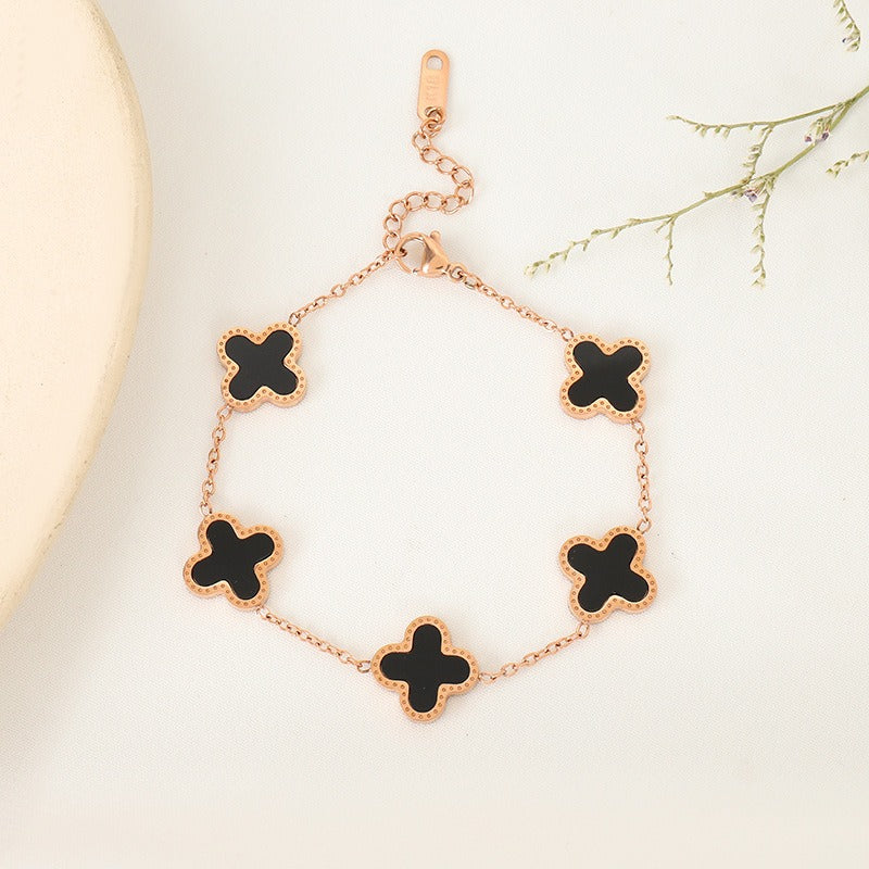 New Clover Bracelet Women's Minimalist Instagram Five Flower Fritillaria Good Luck Clover Versatile Bracelet