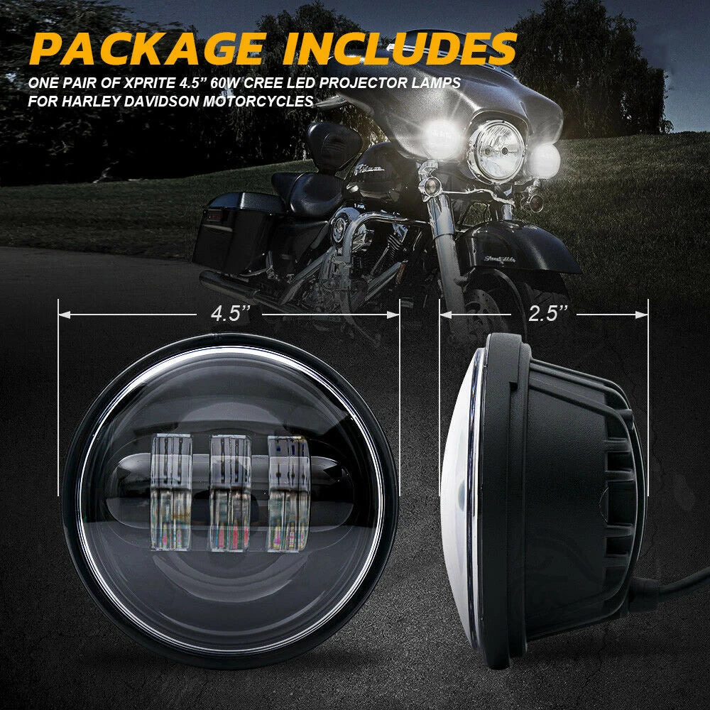 2PCS 30W 4.5"inch Motorcycle LED Fog Light Passing Lamps for Electra Glide Ultra Limited FLHTK 2010-2016 For Harley Davidson