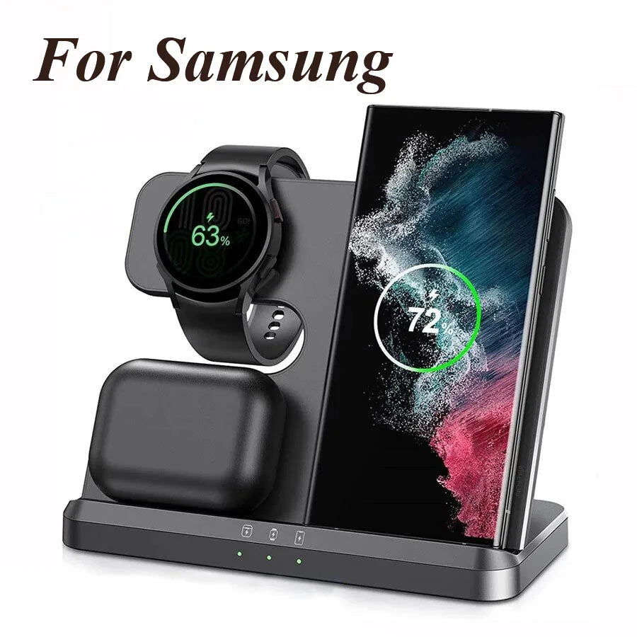 3 in 1 Wireless Charger Stand For Samsung S22 S21 S20 S10 Ultra Note Galaxy Watch 5 4 Active Buds Mobile Phone Charging Station