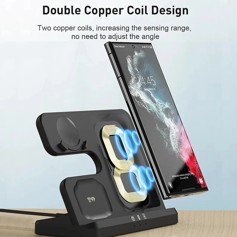 3 in 1 Wireless Charger Stand For Samsung S22 S21 S20 S10 Ultra Note Galaxy Watch 5 4 Active Buds Mobile Phone Charging Station