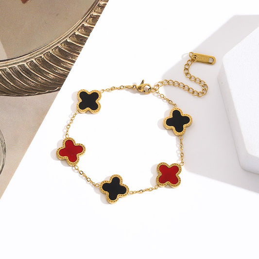 New Clover Bracelet Women's Minimalist Instagram Five Flower Fritillaria Good Luck Clover Versatile Bracelet