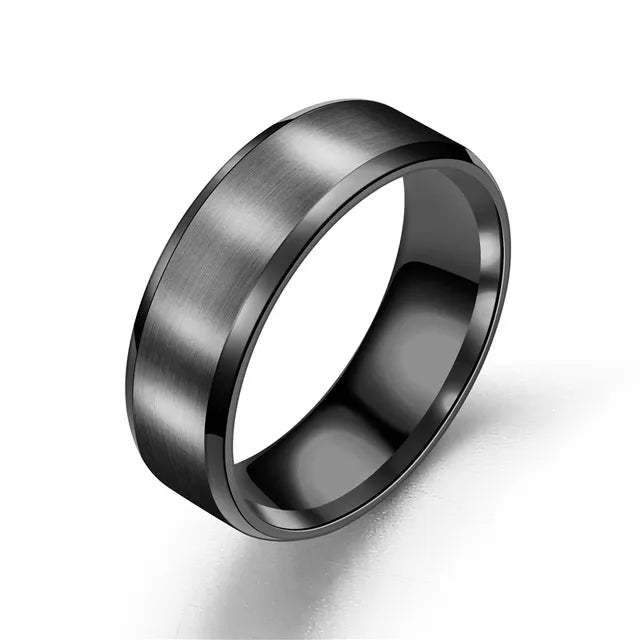 4 Colors Classic 8mm Mens Ring Surface Brushed Stainless Steel Simple Ring for Women Wedding Band Couples Jewelry Accessories