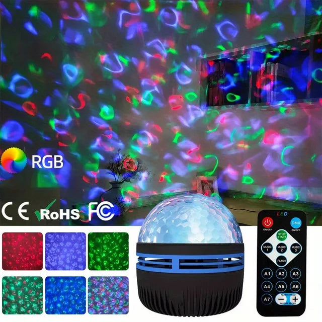 LED Water Pattern Starry Sky Light Remote Control Aurora Projection Light USB Plug-in Magic Ball Stage KTV Hotel Laser Light