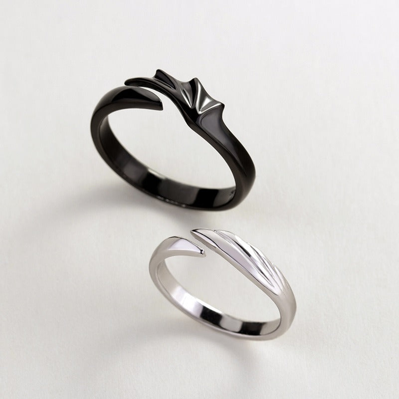 925 Sterling Silver Couple Ring Lovers | Angel Devil Couple