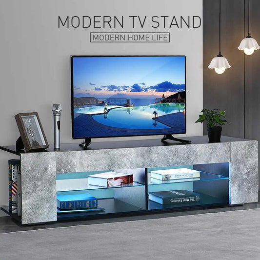 57 Inch Luxury High Capacity TVCabinet Modern LED TV Stand Living Room Furniture High Gloss TV Unit Console Home Furnishings