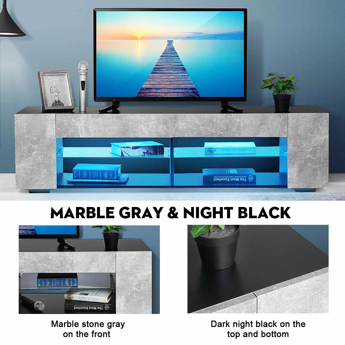 57 Inch Luxury High Capacity TVCabinet Modern LED TV Stand Living Room Furniture High Gloss TV Unit Console Home Furnishings