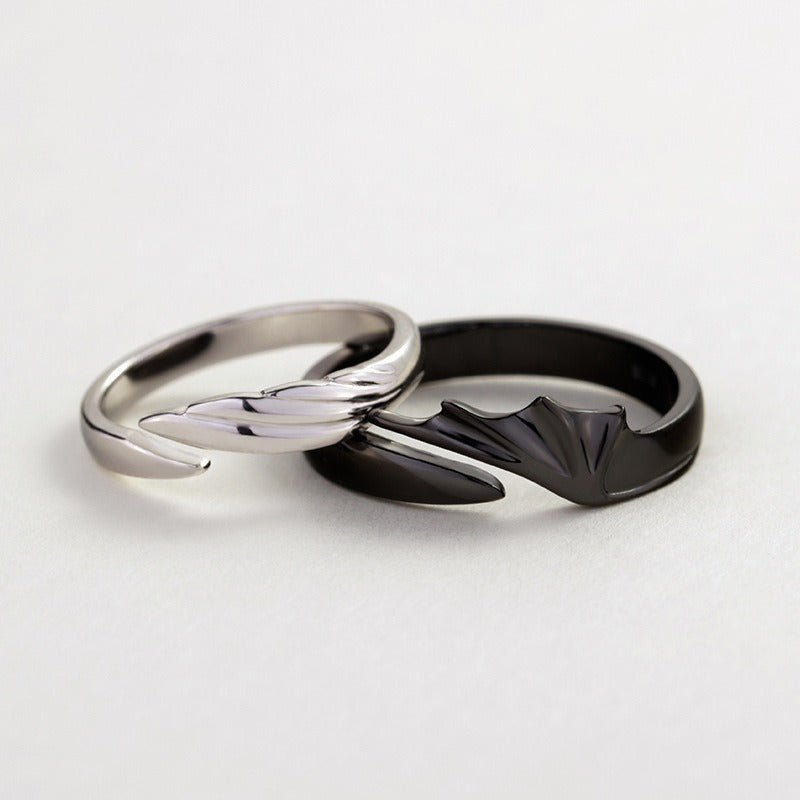 925 Sterling Silver Couple Ring Lovers | Angel Devil Couple