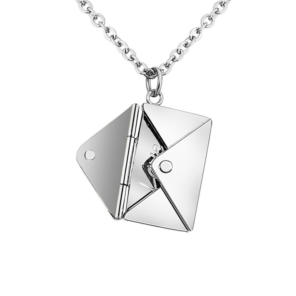 Stainless steel envelope pendant necklace fashionable women's titanium steel lock bone chain loveyou pendant