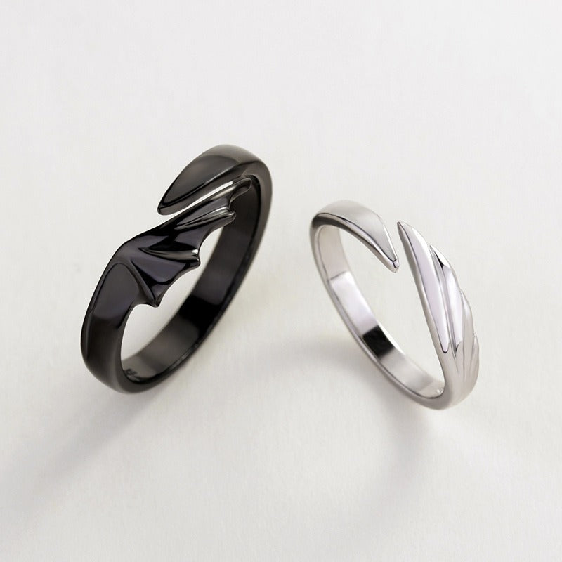 925 Sterling Silver Couple Ring Lovers | Angel Devil Couple