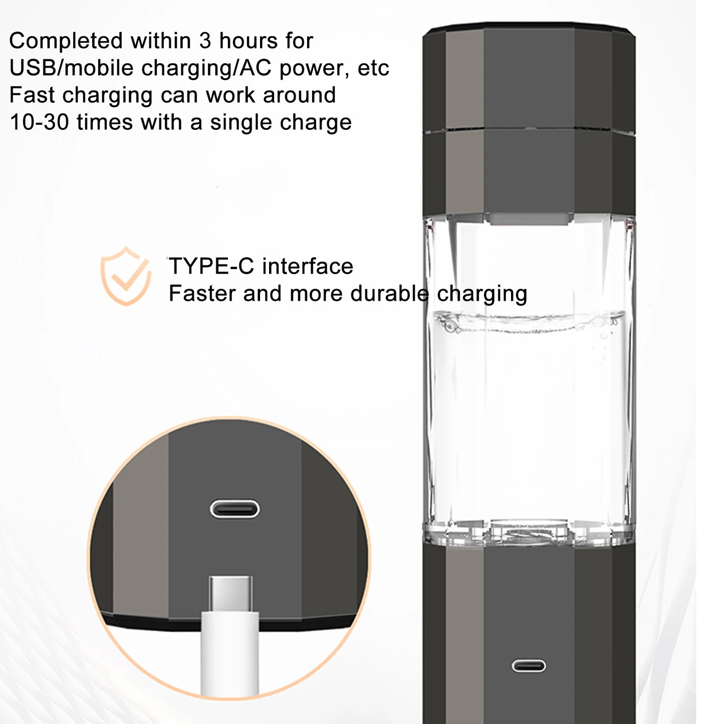 H60  10000PPB  Intelligent Hydrogen Rich Water Cup Portable Water Electrolysis Hydrogen Cup Leak-Proof Mug Healthy Drinking Cup