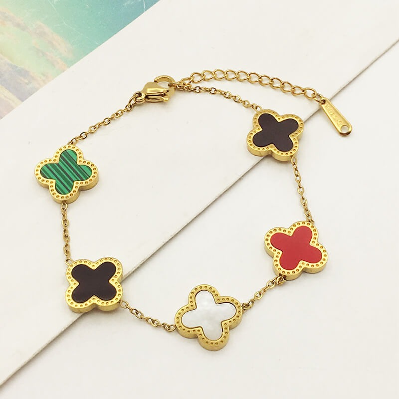 New Clover Bracelet Women's Minimalist Instagram Five Flower Fritillaria Good Luck Clover Versatile Bracelet