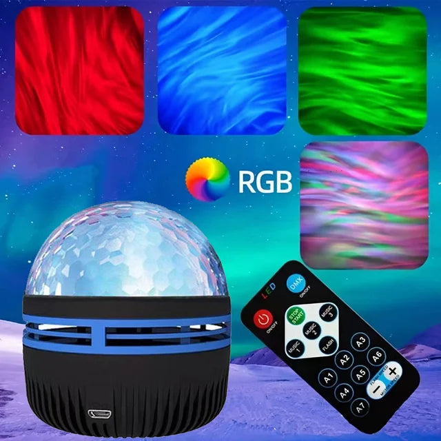 LED Water Pattern Starry Sky Light Remote Control Aurora Projection Light USB Plug-in Magic Ball Stage KTV Hotel Laser Light