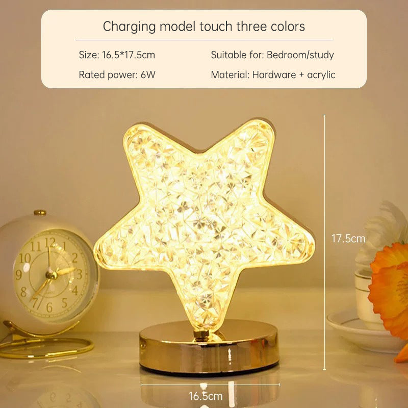 Creative Gift Star Moon Night Light Charging Touch 3 Color Bedroom Bedside Atmosphere Decoration Life Scene Light