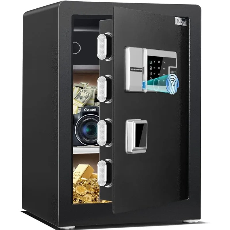 Biometric Fingerprint Safe Box, Fingerprint Safe with Voice Prompt and Private Inner Cabinet, Home Safe with Touch Screen Keypad