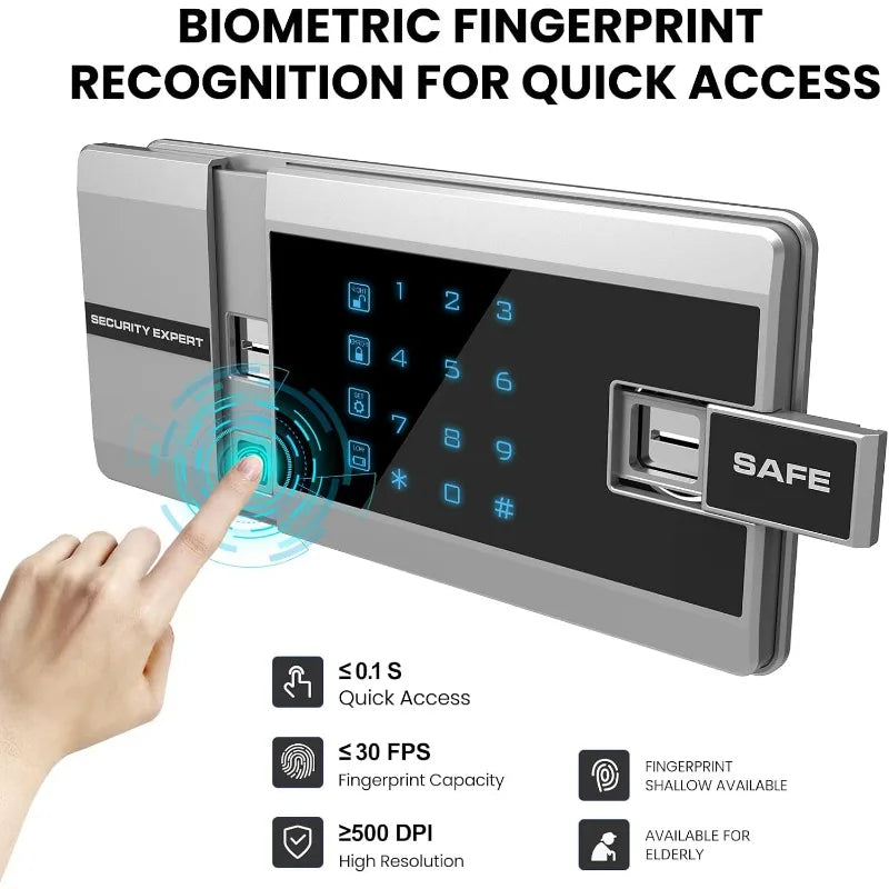 Biometric Fingerprint Safe Box, Fingerprint Safe with Voice Prompt and Private Inner Cabinet, Home Safe with Touch Screen Keypad