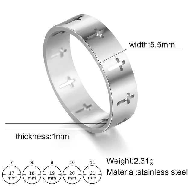 COOLTIME Gothic Cross Couple Rings Stainless Steel Jesus Cross Finger Ring for Men Women 2024 Fashion Punk Jewelry Wedding Gift