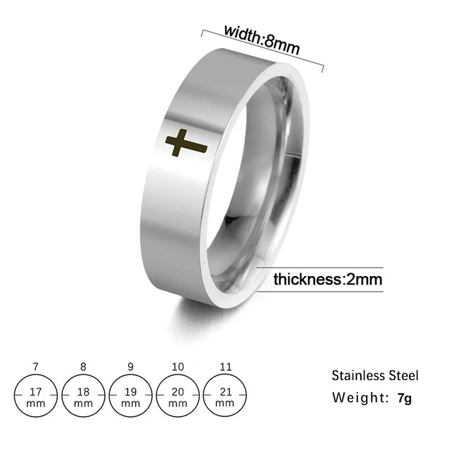 COOLTIME Gothic Cross Couple Rings Stainless Steel Jesus Cross Finger Ring for Men Women 2024 Fashion Punk Jewelry Wedding Gift