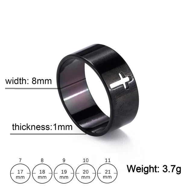 COOLTIME Gothic Cross Couple Rings Stainless Steel Jesus Cross Finger Ring for Men Women 2024 Fashion Punk Jewelry Wedding Gift