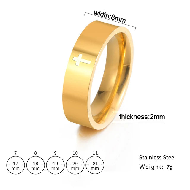 COOLTIME Gothic Cross Couple Rings Stainless Steel Jesus Cross Finger Ring for Men Women 2024 Fashion Punk Jewelry Wedding Gift