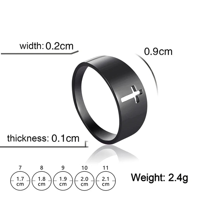 COOLTIME Gothic Cross Couple Rings Stainless Steel Jesus Cross Finger Ring for Men Women 2024 Fashion Punk Jewelry Wedding Gift