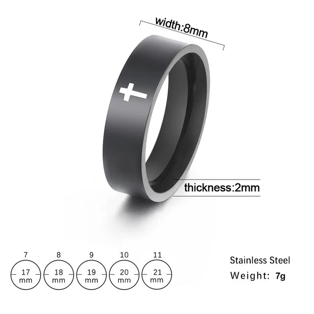 COOLTIME Gothic Cross Couple Rings Stainless Steel Jesus Cross Finger Ring for Men Women 2024 Fashion Punk Jewelry Wedding Gift