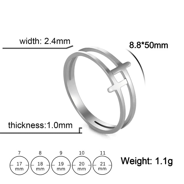 COOLTIME Gothic Cross Couple Rings Stainless Steel Jesus Cross Finger Ring for Men Women 2024 Fashion Punk Jewelry Wedding Gift