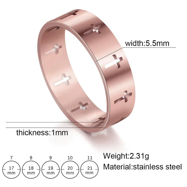 COOLTIME Gothic Cross Couple Rings Stainless Steel Jesus Cross Finger Ring for Men Women 2024 Fashion Punk Jewelry Wedding Gift