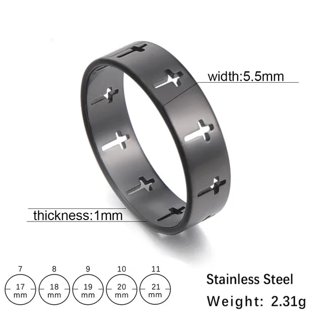 COOLTIME Gothic Cross Couple Rings Stainless Steel Jesus Cross Finger Ring for Men Women 2024 Fashion Punk Jewelry Wedding Gift