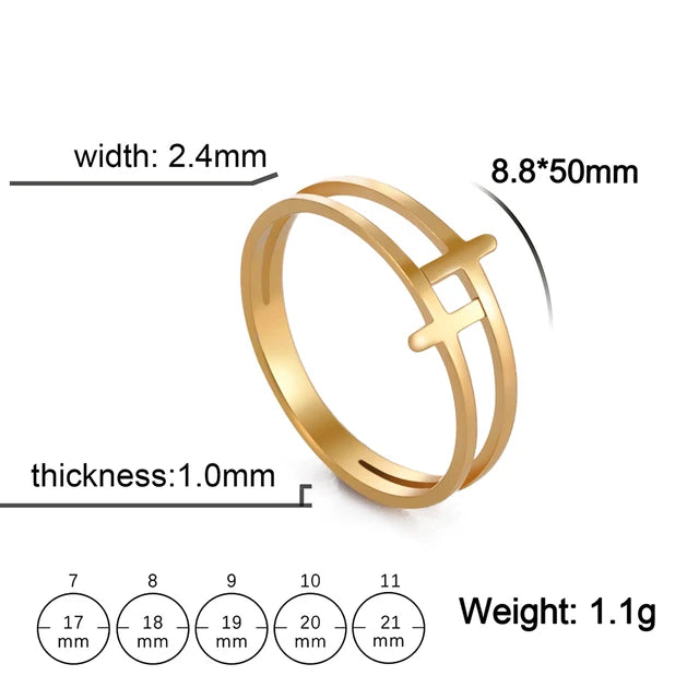 COOLTIME Gothic Cross Couple Rings Stainless Steel Jesus Cross Finger Ring for Men Women 2024 Fashion Punk Jewelry Wedding Gift