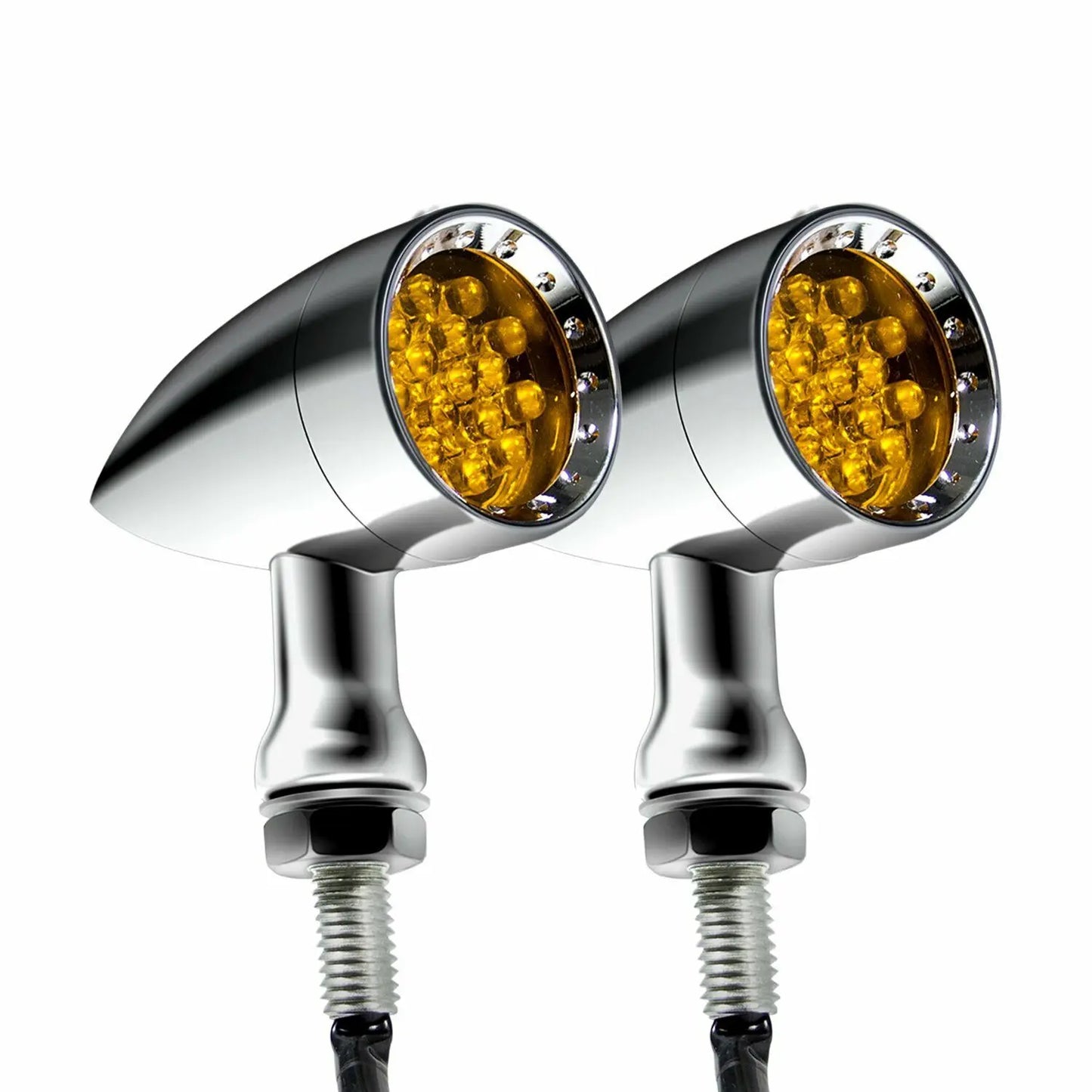 Chrome Amber Motorcycle LED Turn Signal Brake Blinker Lights For Harley Davidson Motorcycle Signal Lamp Lighting & Indicators