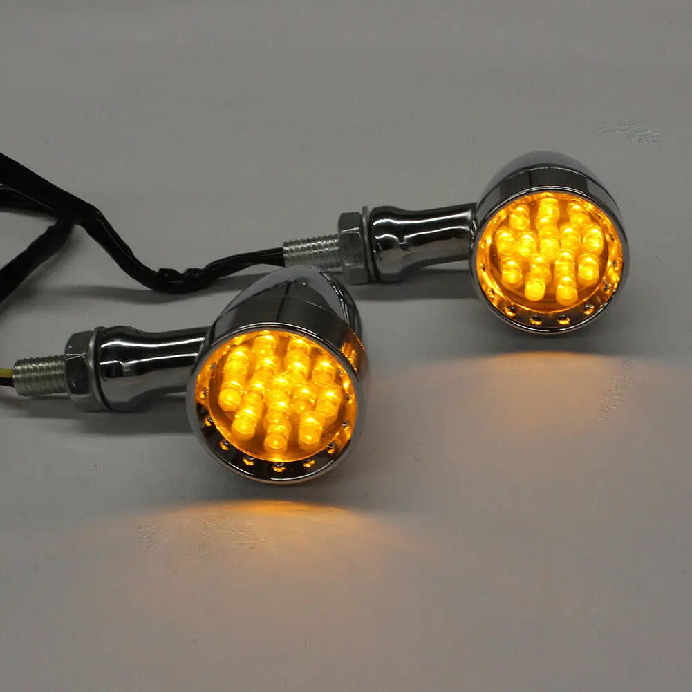 Chrome Amber Motorcycle LED Turn Signal Brake Blinker Lights For Harley Davidson Motorcycle Signal Lamp Lighting & Indicators